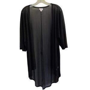 LulaRoe SHIRLEY Slinky Transparent See Thru Black Kimono Pattern Size SMALL